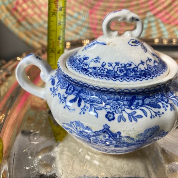 Villeroy & Boch "BURGENLAND BLUE" Mini SUGAR & CREAMER Mettlach Green Backstamp - Picture 9 of 11